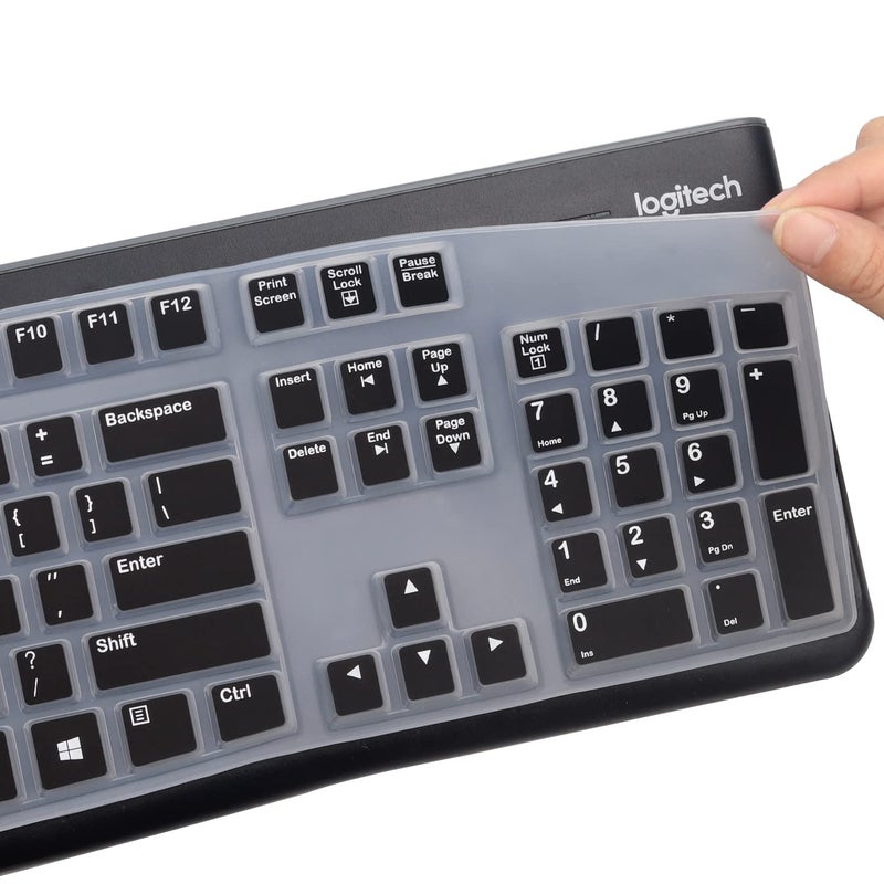 MUBUY-GOL Silicone Keyboard Cover for Logitech K120 & MK120 Ergonomic Desktop USB Wired Keyboard, Logitech K120 & MK120 Keyboard Protective Skin US Layout (NOT Fit Other Model) -Black - Image 4